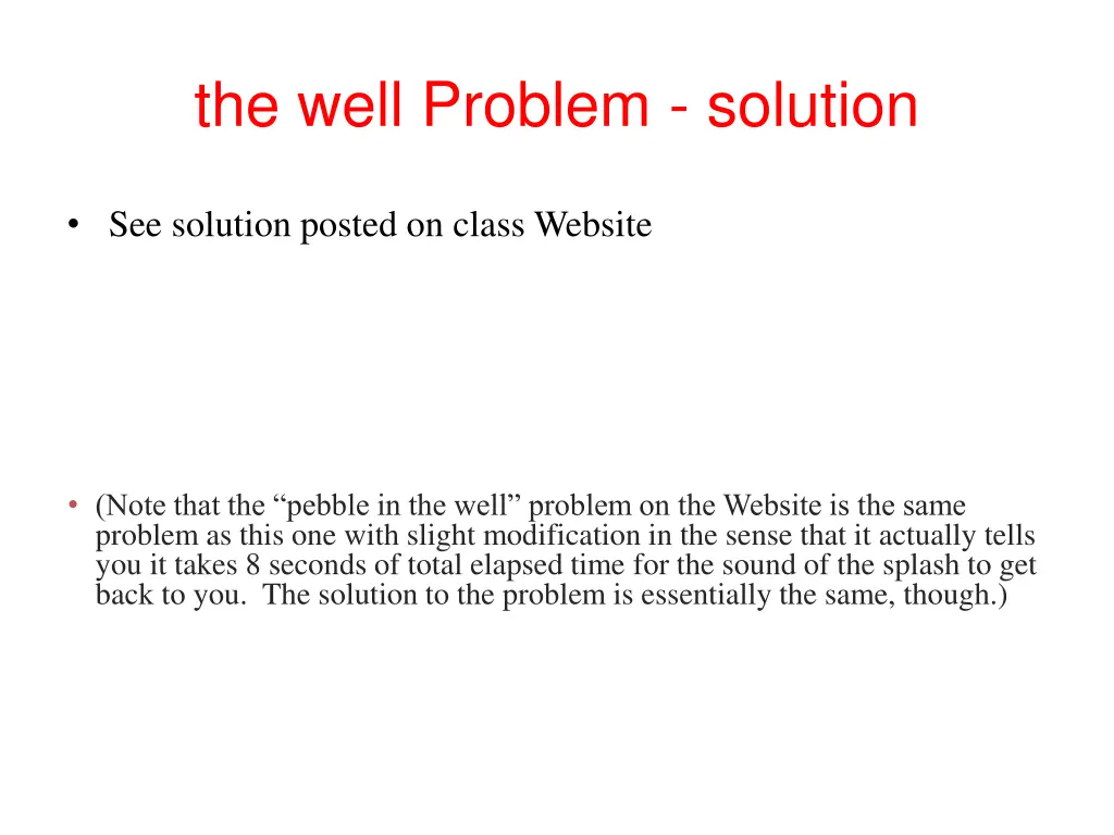 the well problem solution