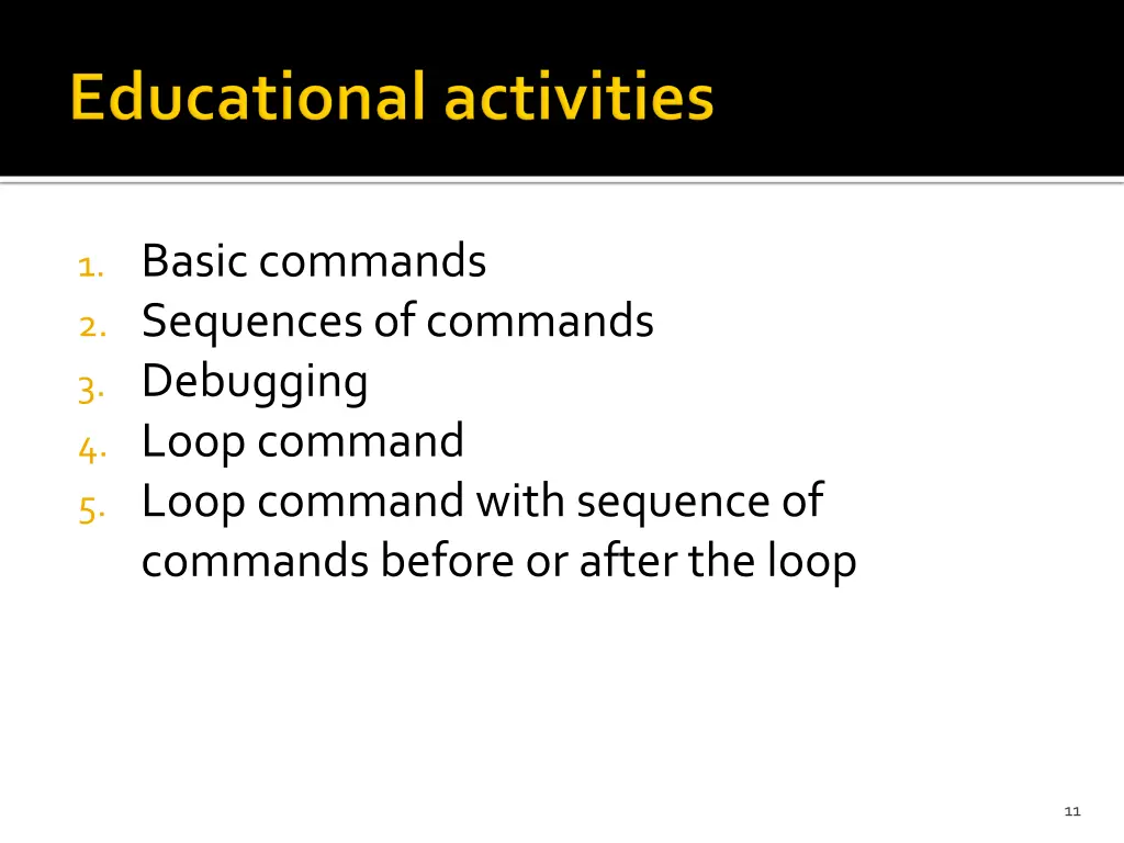 1 basic commands 2 sequences of commands