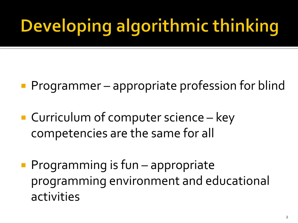 programmer appropriate profession for blind