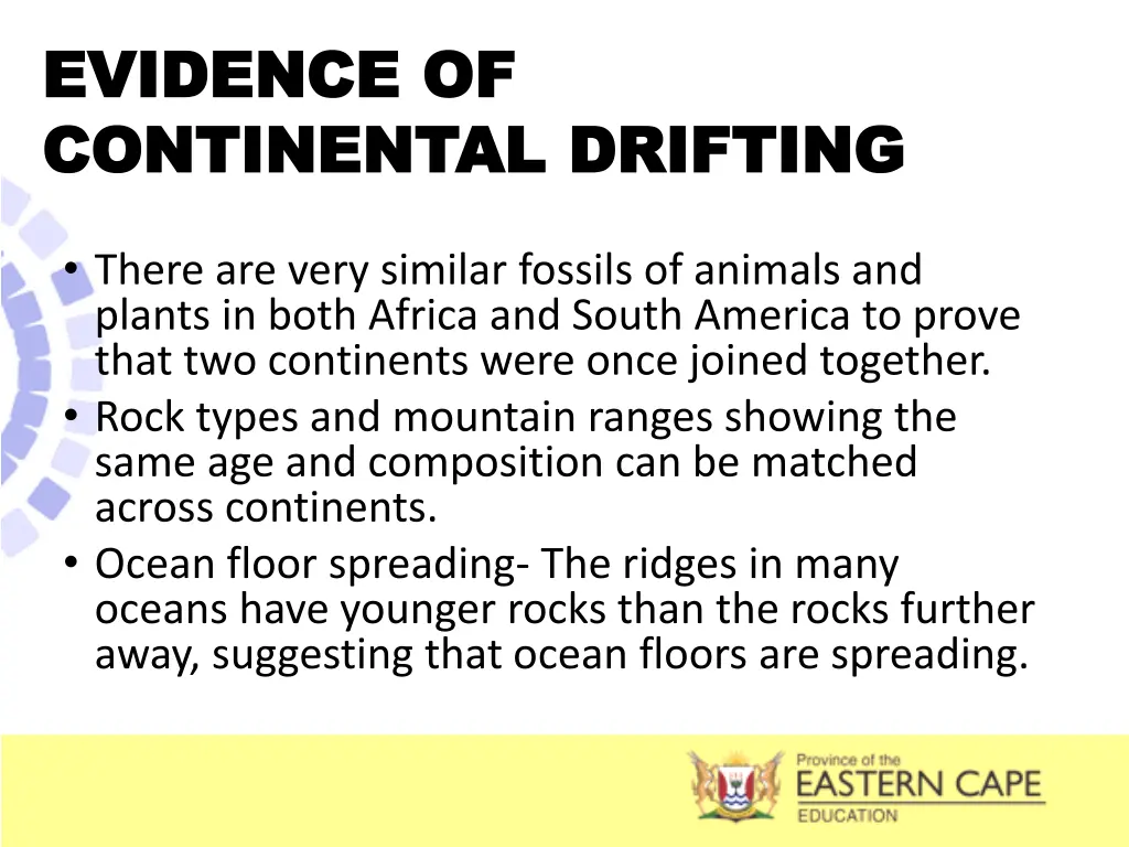 evidence of evidence of continental drifting