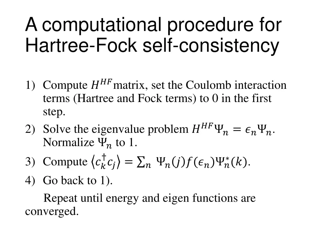 a computational procedure for hartree fock self