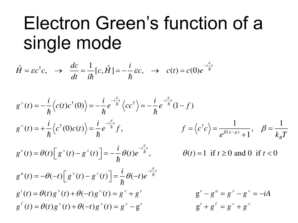 electron green s function of a single mode