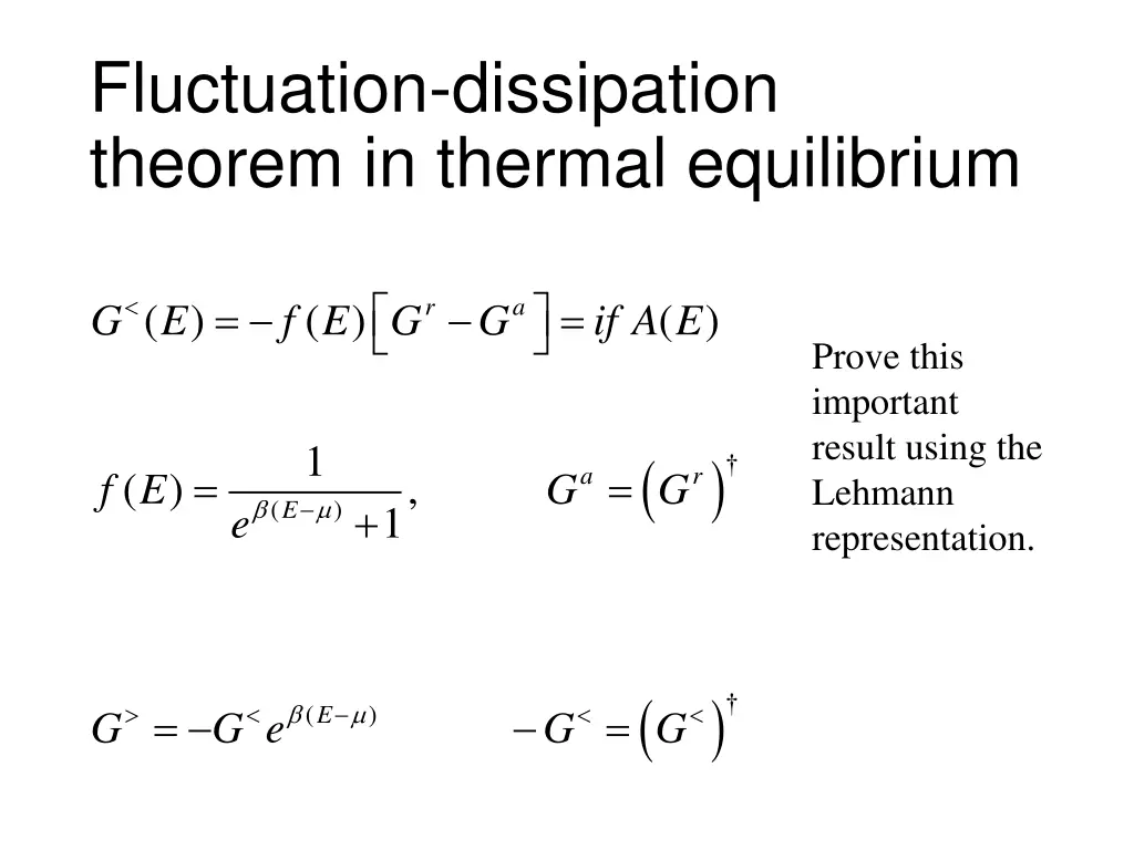 fluctuation dissipation theorem in thermal