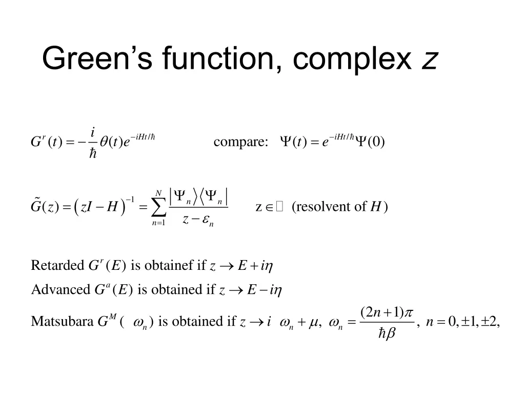 green s function complex z