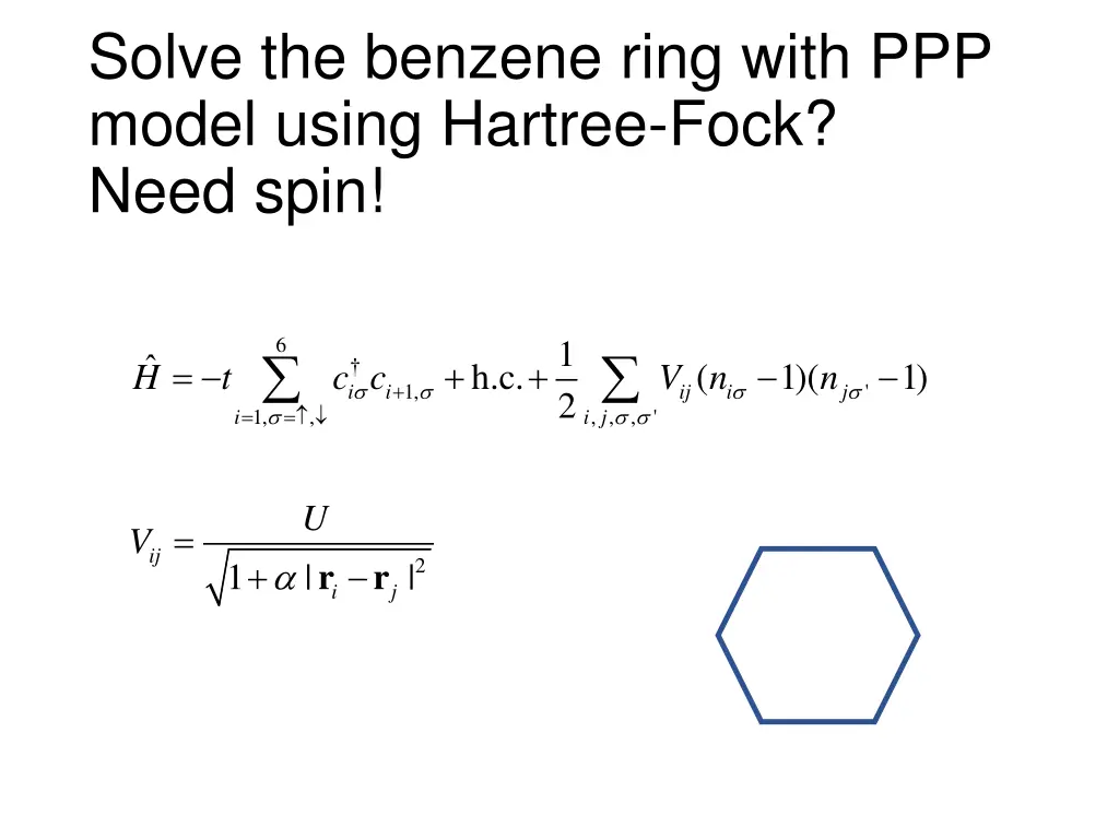 solve the benzene ring with ppp model using