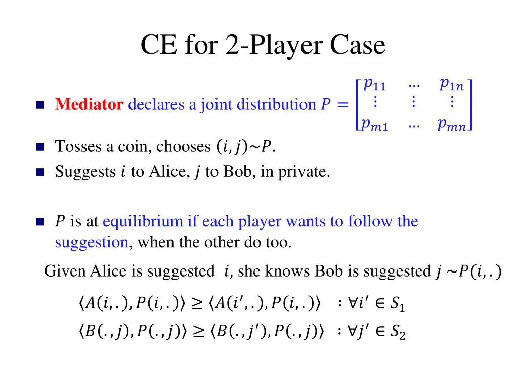 ce for 2 player case