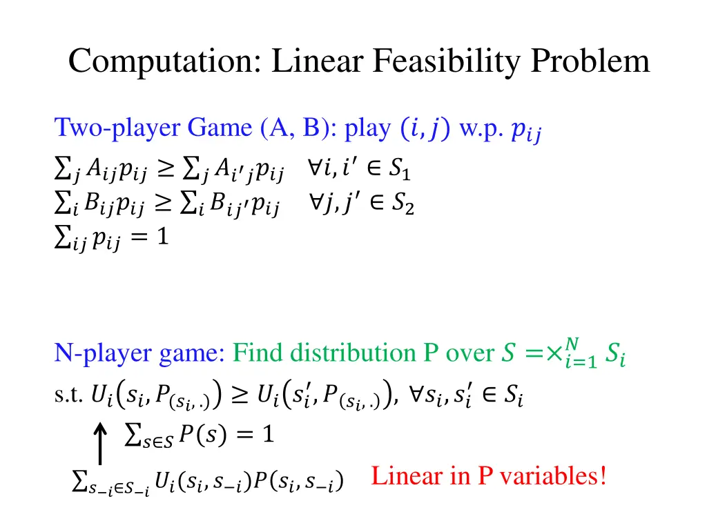 computation linear feasibility problem