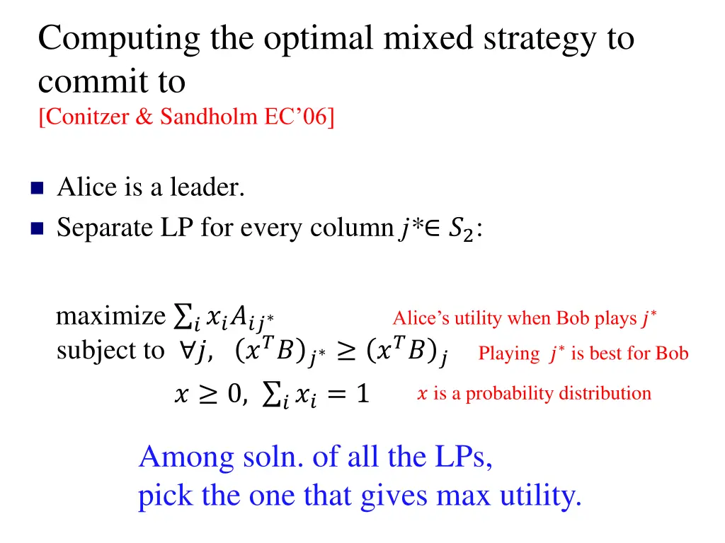 computing the optimal mixed strategy to commit