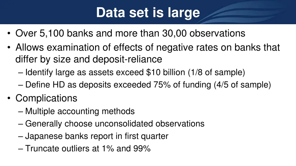 data set is large