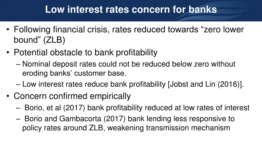 low interest rates concern for banks