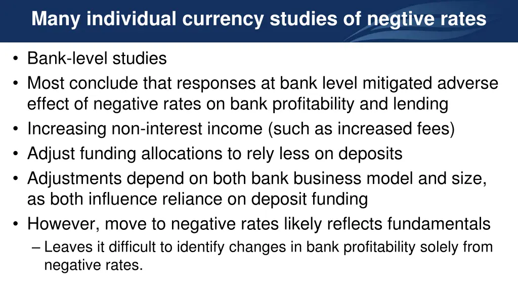 many individual currency studies of negtive rates