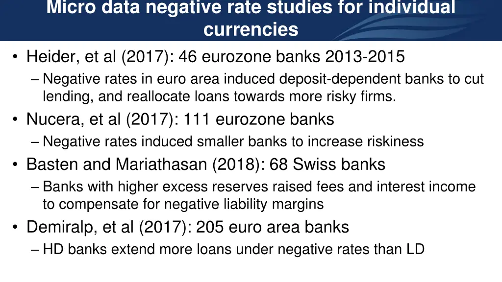 micro data negative rate studies for individual