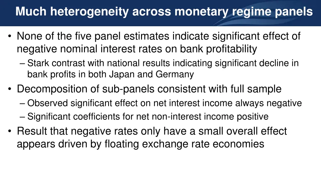 much heterogeneity across monetary regime panels