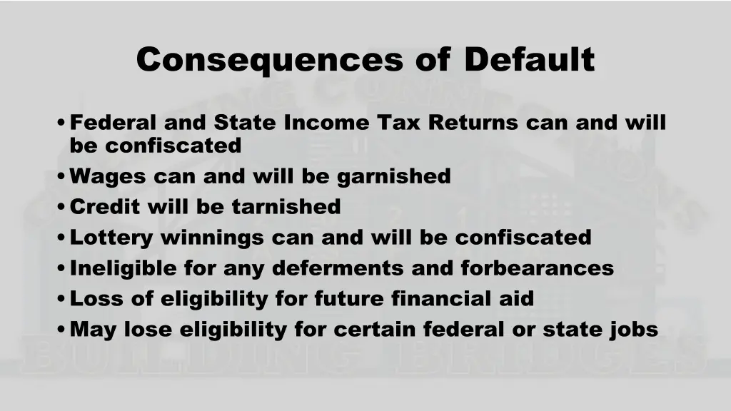 consequences of default