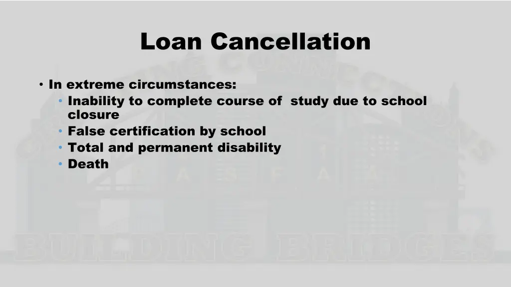 loan cancellation