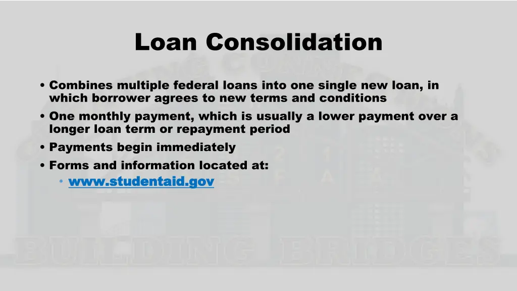 loan consolidation