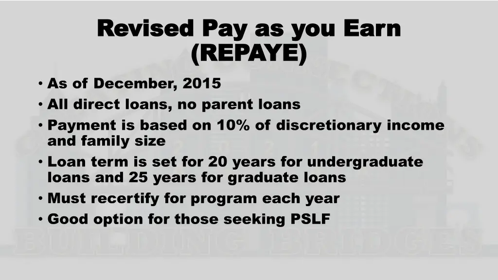 revised pay as you earn revised pay as you earn