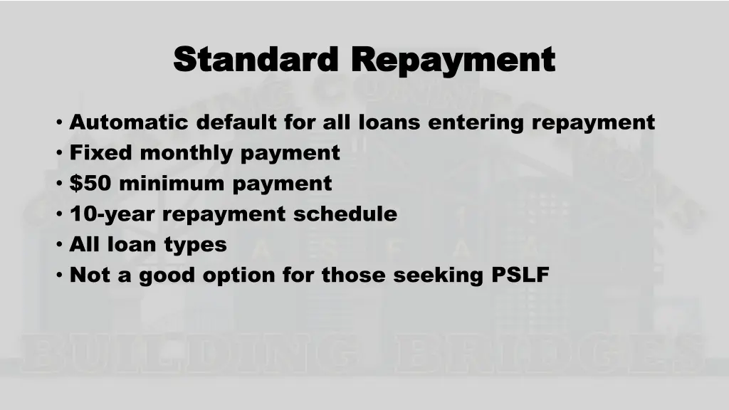 standard repayment standard repayment