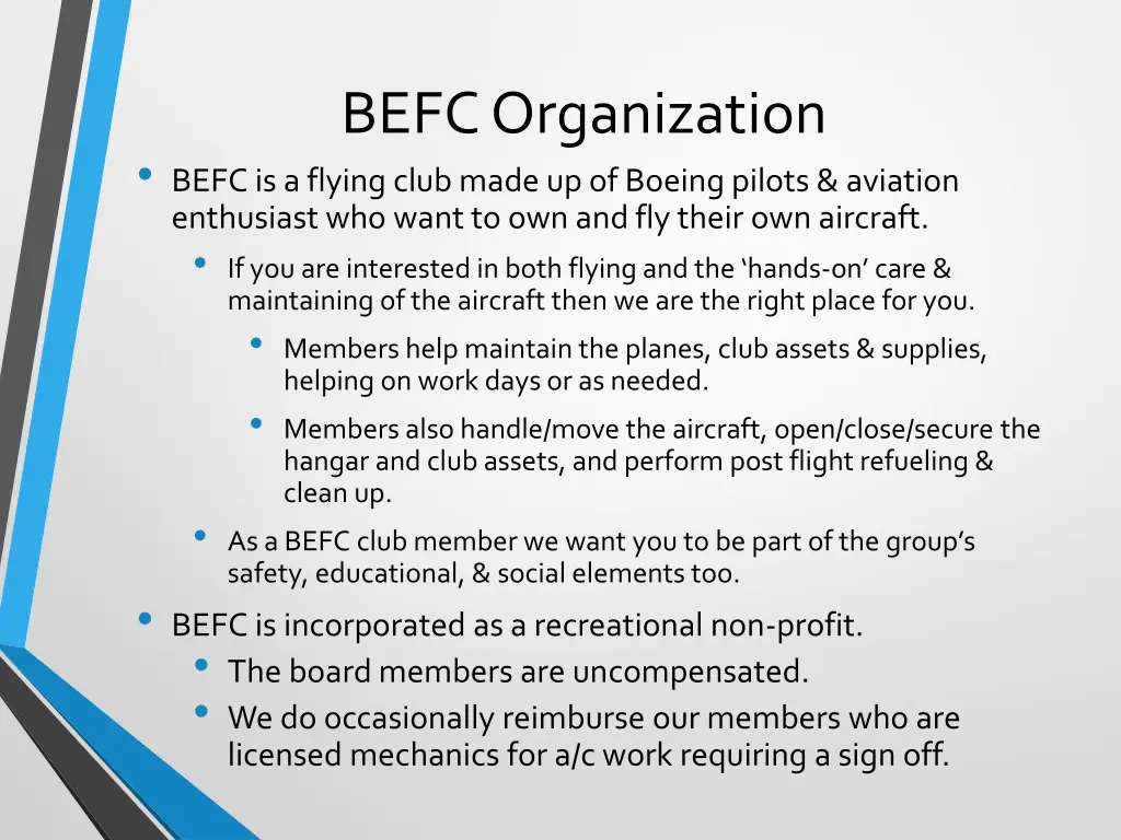 befc organization befc is a flying club made