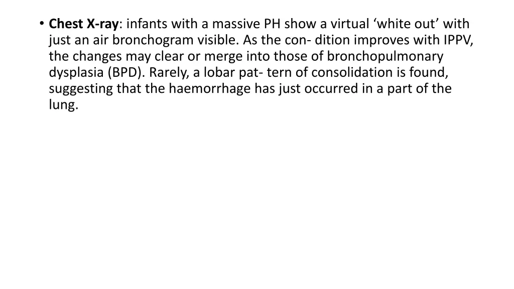 chest x ray infants with a massive ph show