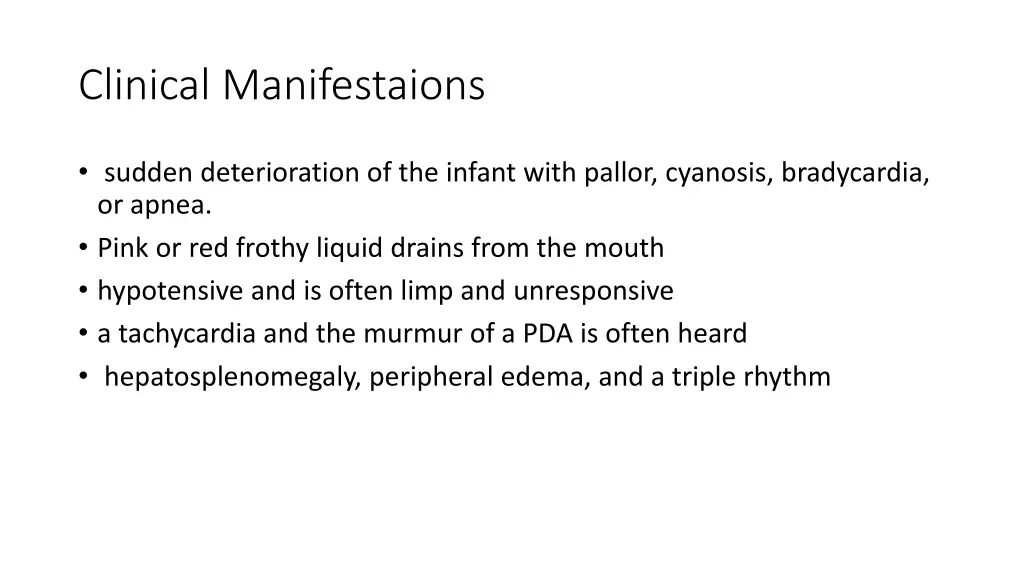 clinical manifestaions