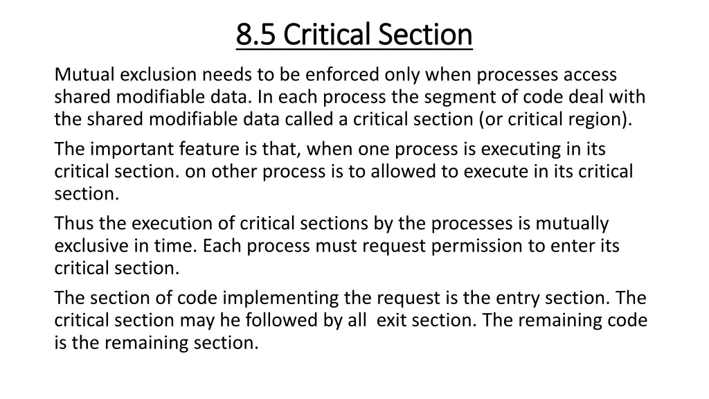 8 5 8 5 critical section critical section