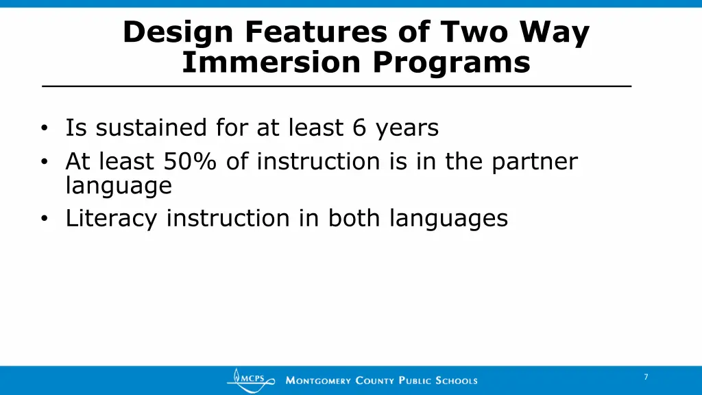 design features of two way immersion programs