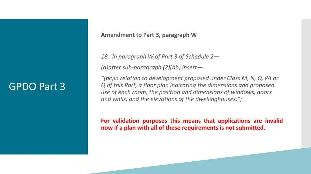 amendment to part 3 paragraph w