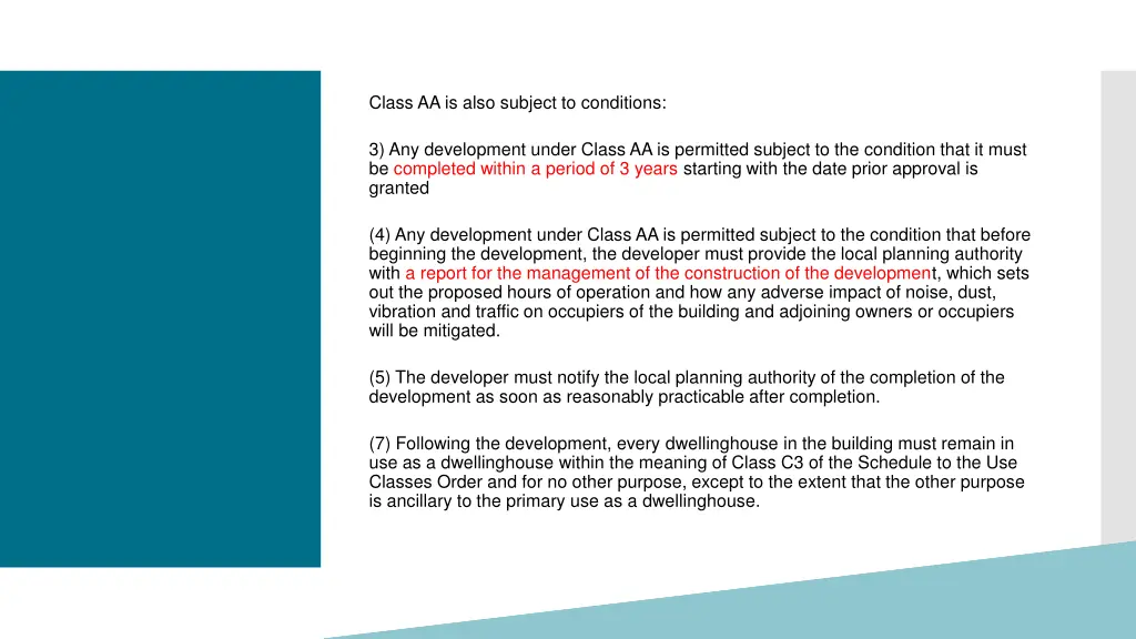 class aa is also subject to conditions 1