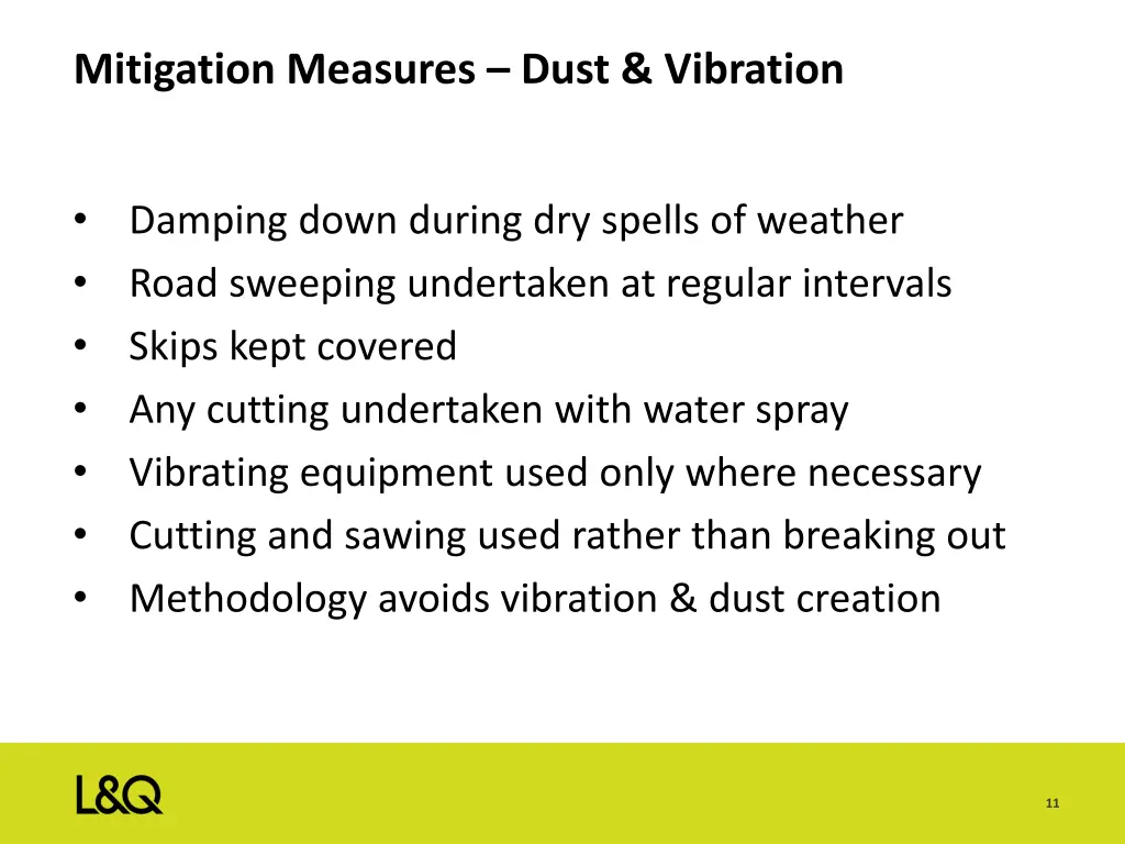 mitigation measures dust vibration