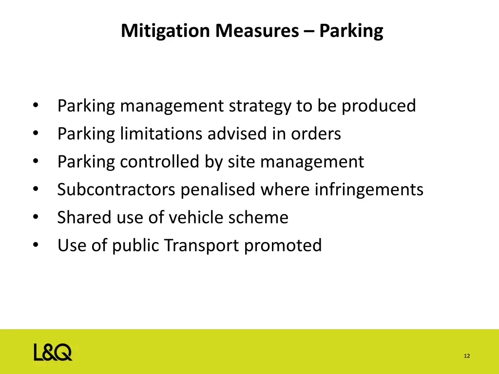 mitigation measures parking