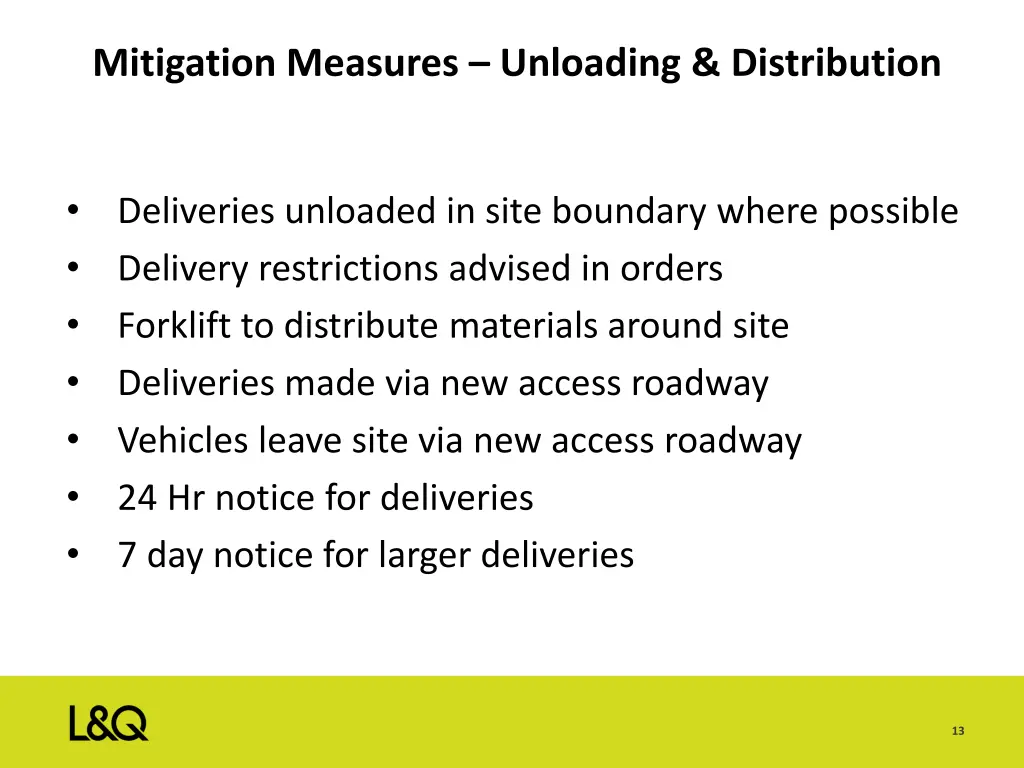 mitigation measures unloading distribution