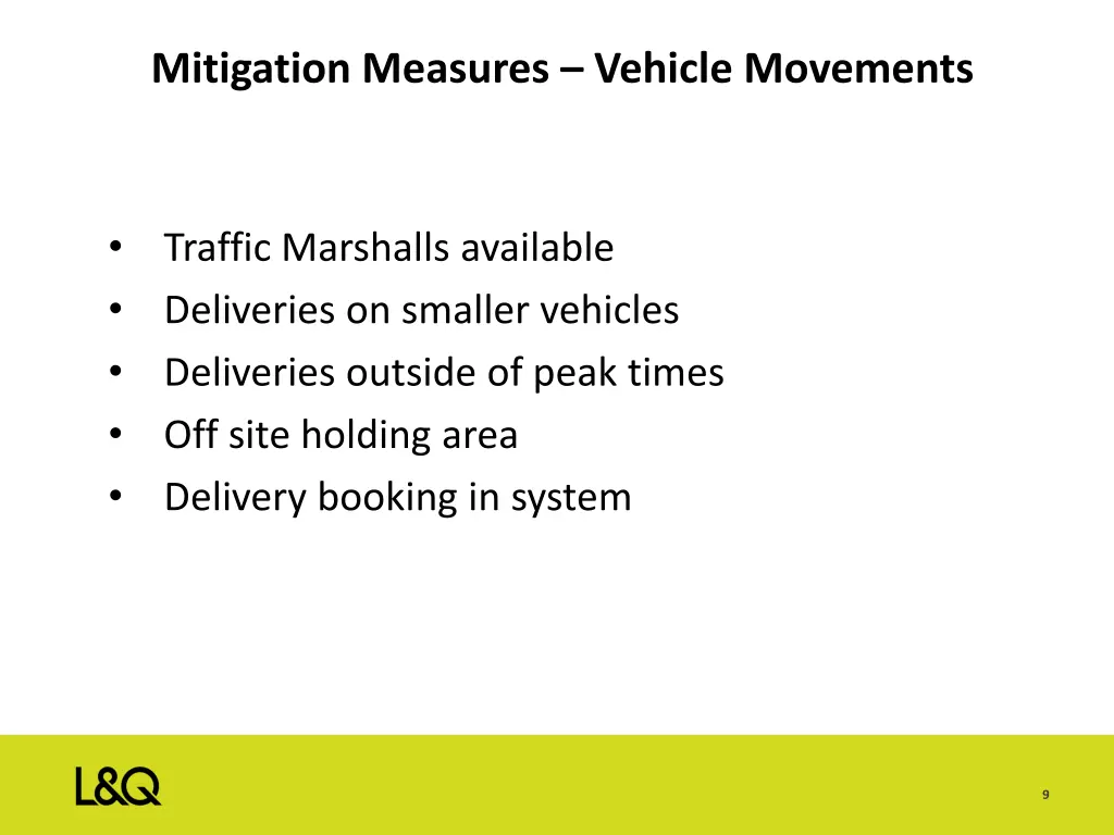 mitigation measures vehicle movements