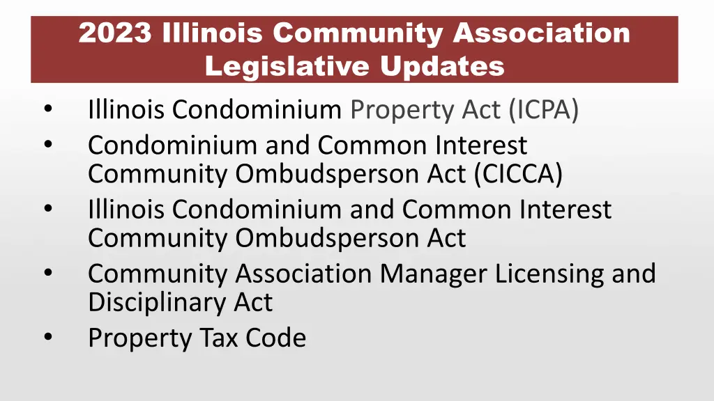 2023 illinois community association legislative