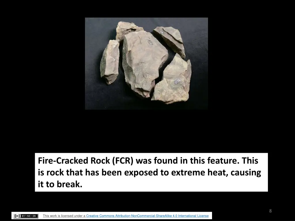 fire cracked rock fcr was found in this feature