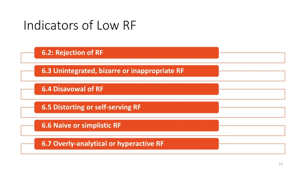 indicators of low rf