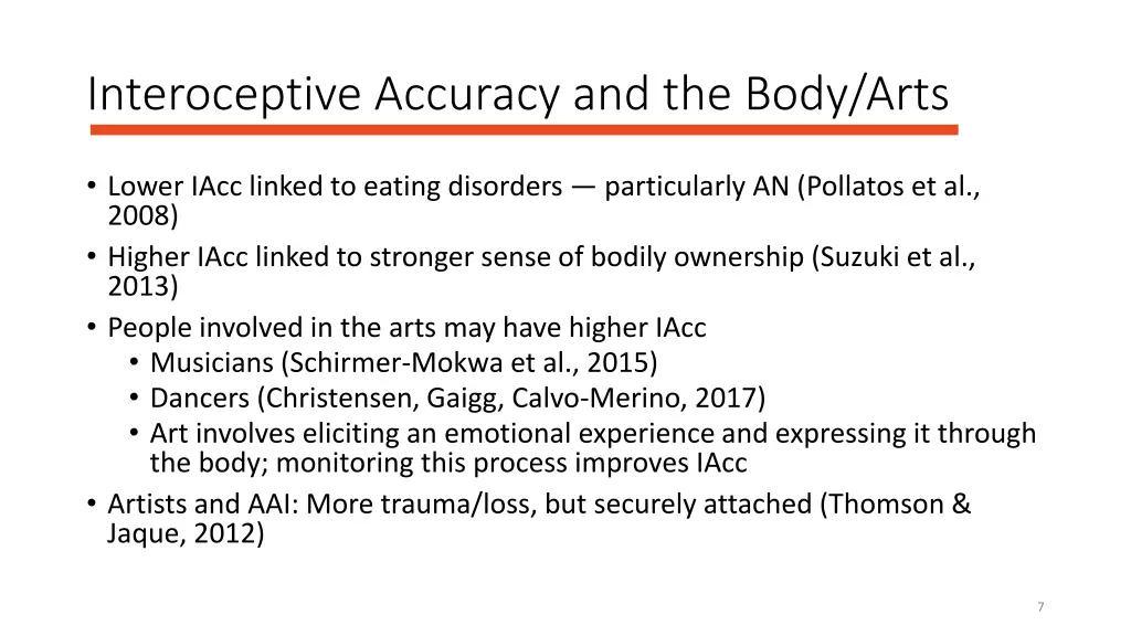 interoceptive accuracy and the body arts