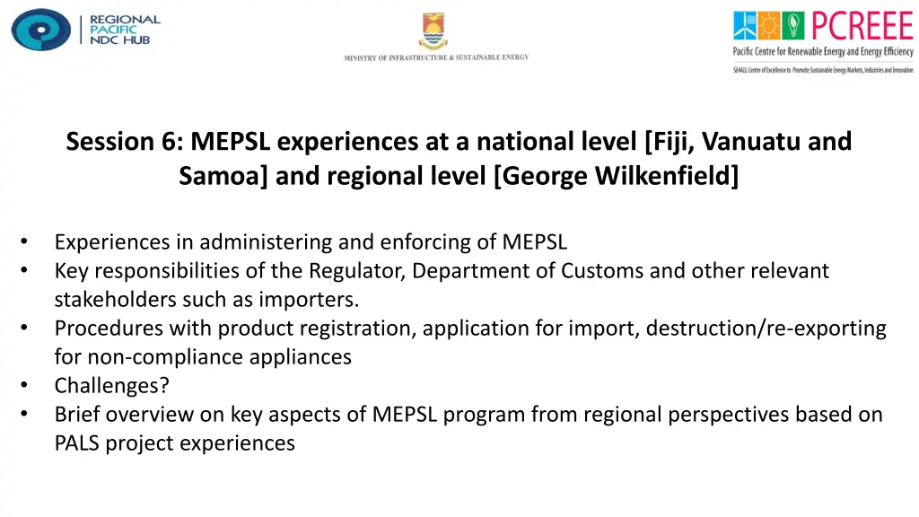 session 6 mepsl experiences at a national level