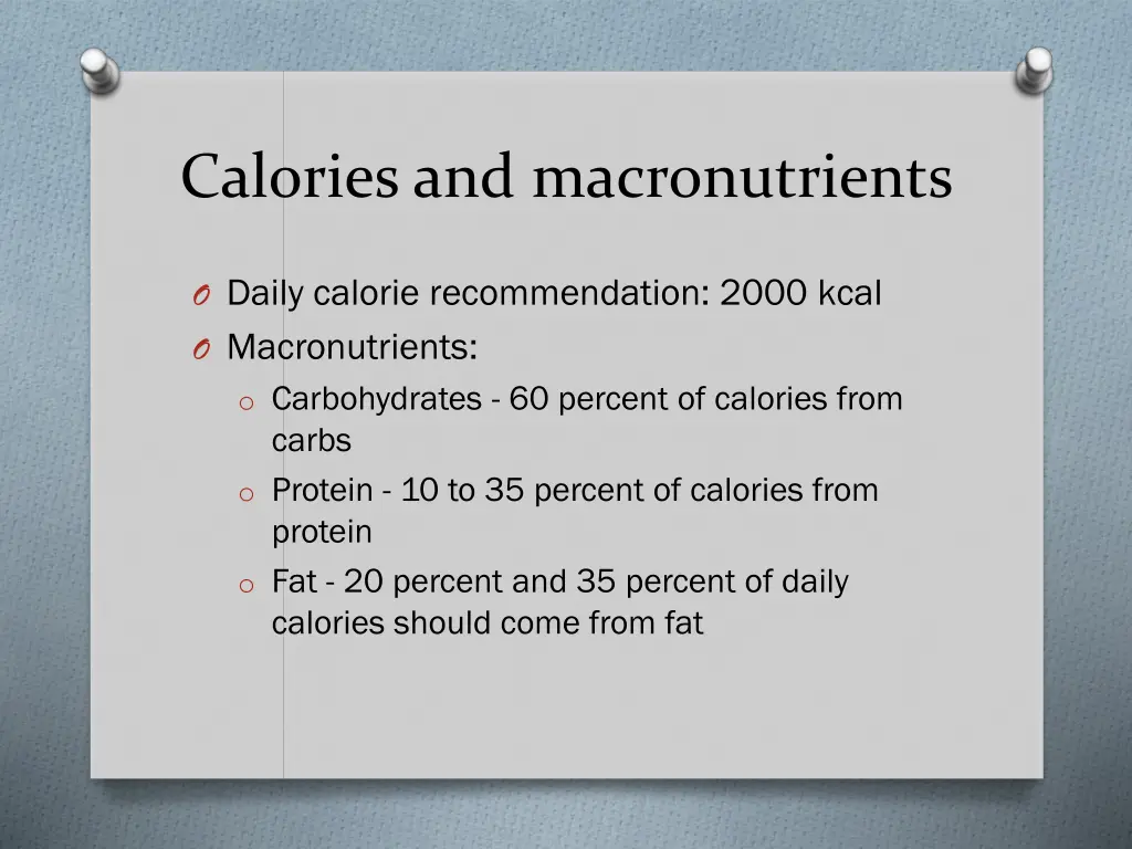 calories and macronutrients