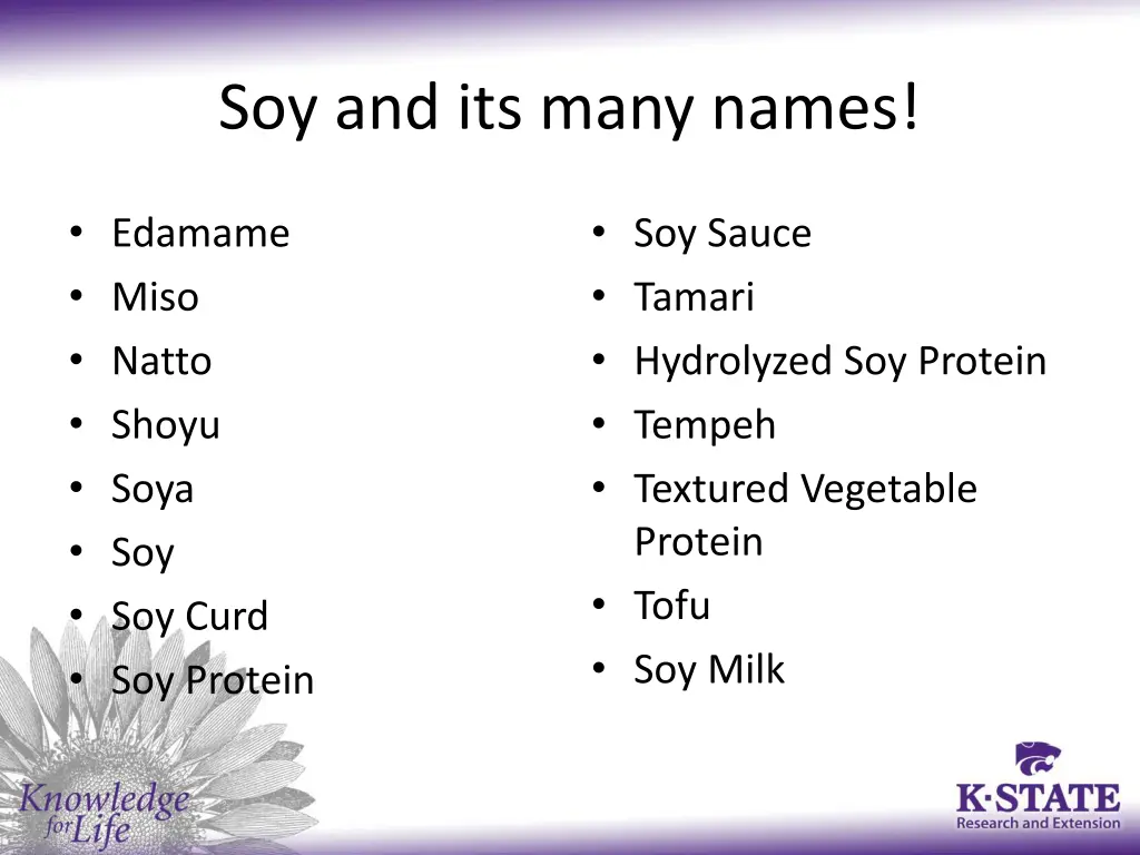 soy and its many names