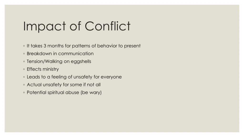 impact of conflict