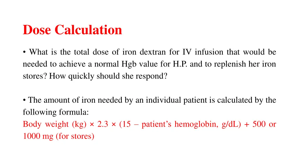 dose calculation