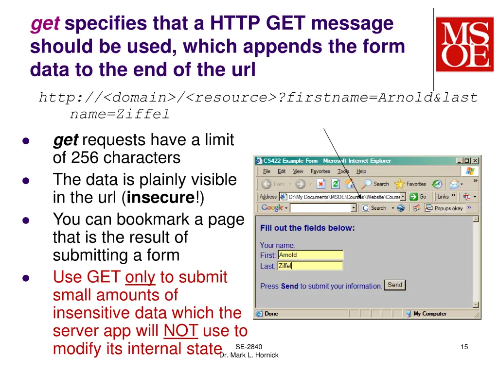 get specifies that a http get message should