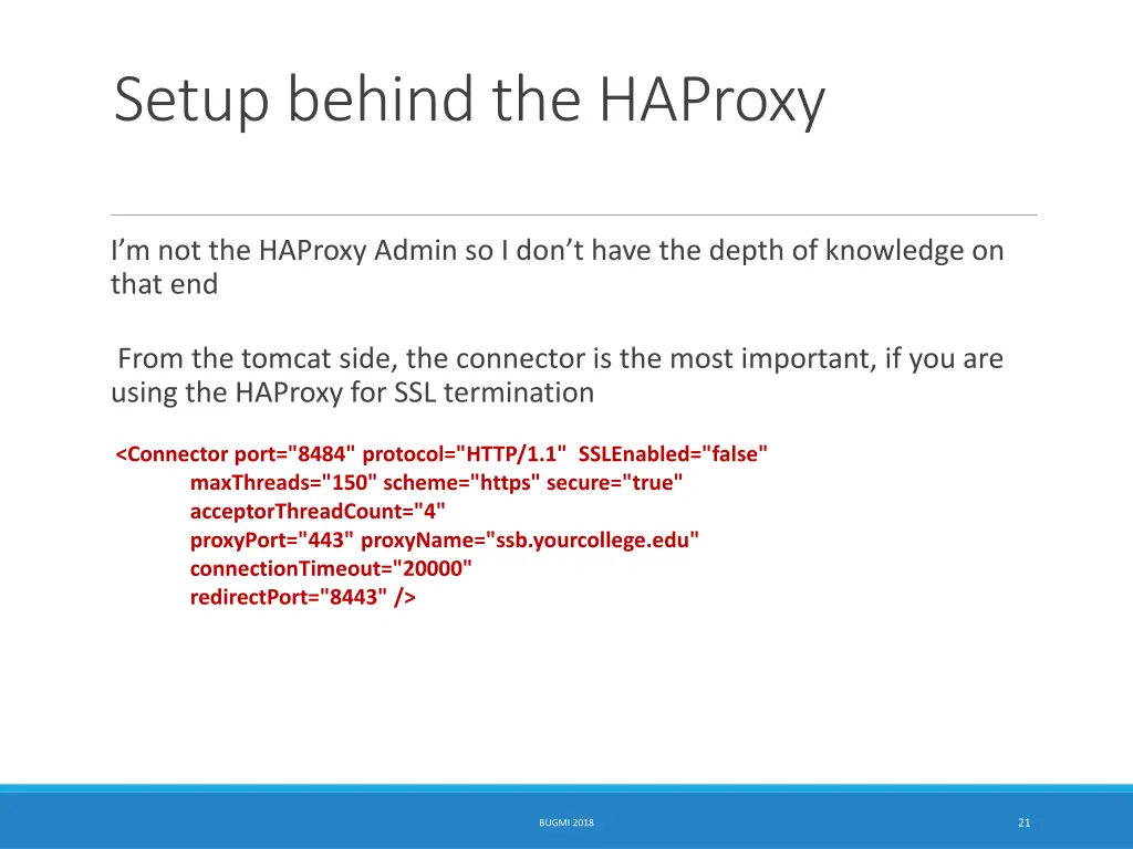 setup behind the haproxy 1