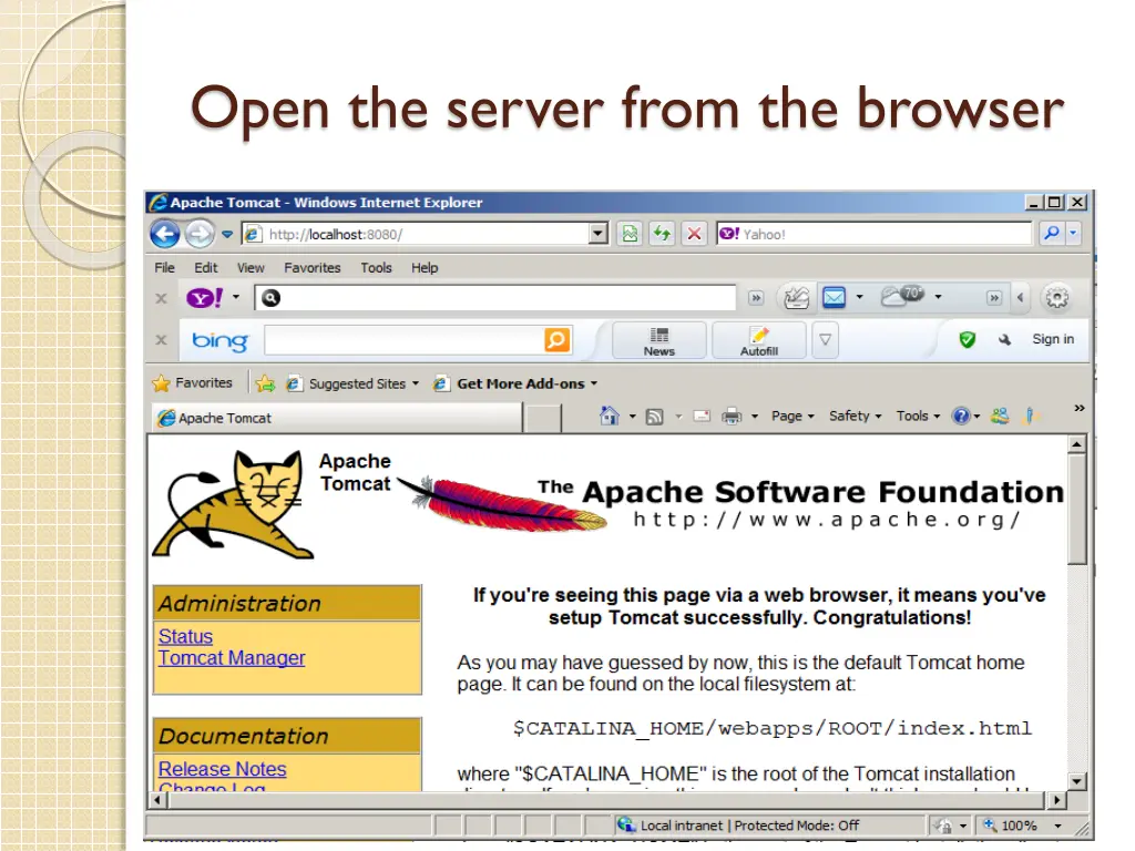 open the server from the browser 1