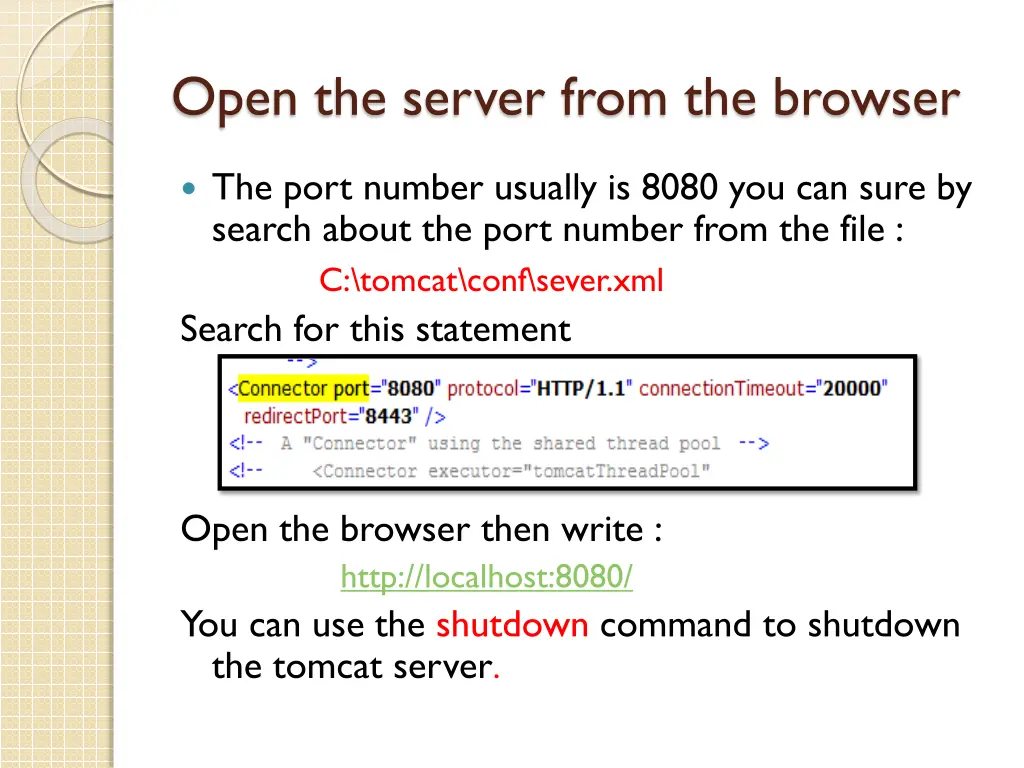 open the server from the browser