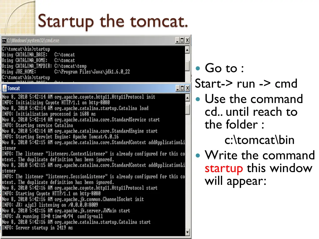 startup the tomcat