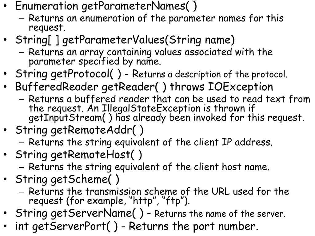 enumeration getparameternames returns