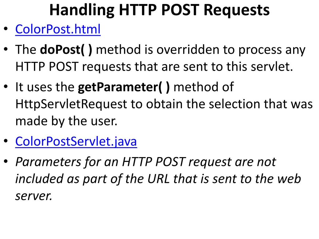 handling http post requests colorpost html