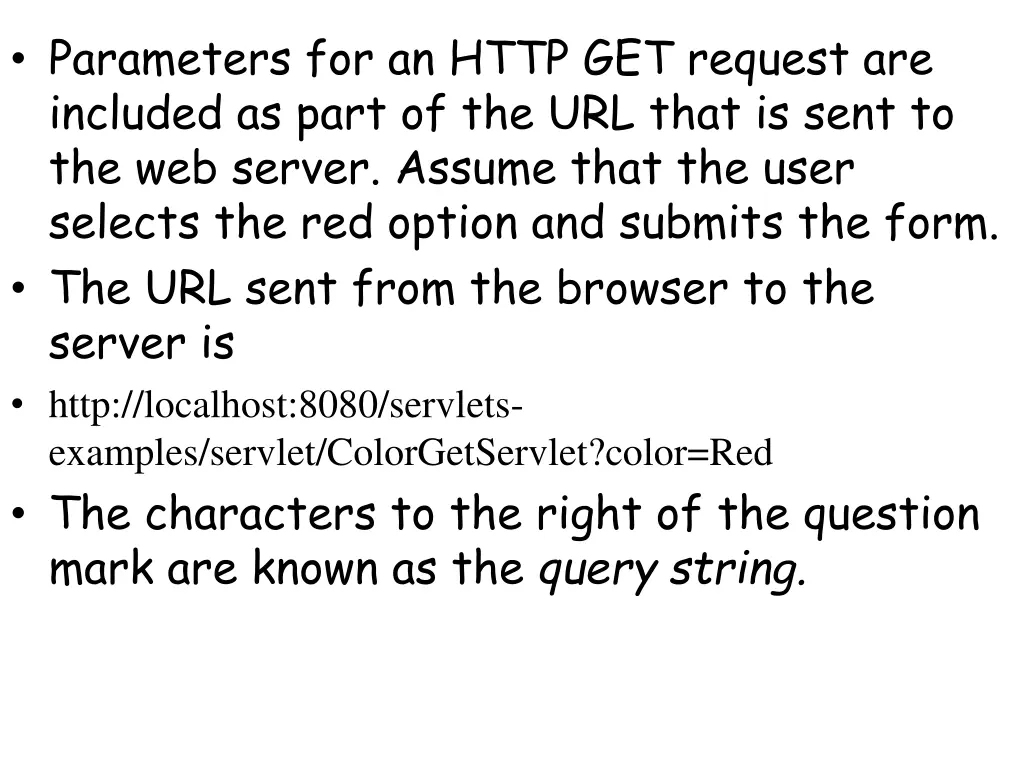 parameters for an http get request are included